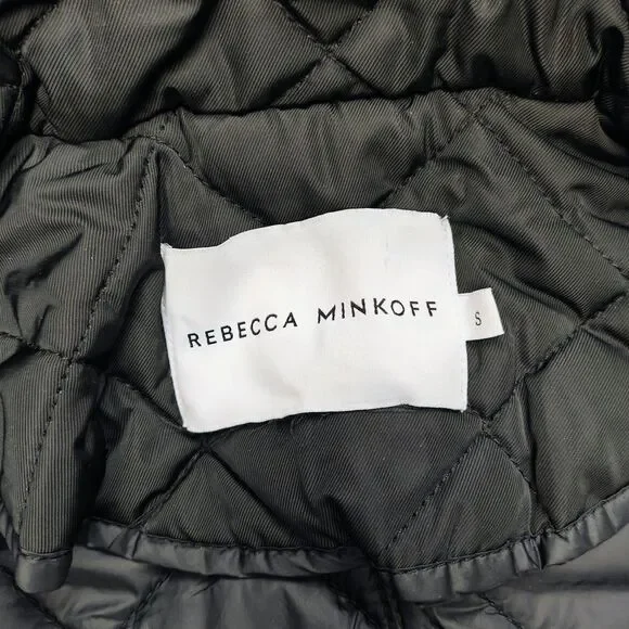Rebecca Minkoff Quilted Twill Long Coat Black Womens Size S - Picture 13 of 15